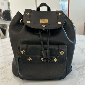 Vintage MCM Logo Backpack - Black